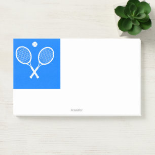 Tennis Rackets Blue Background Personalised Post-it Notes
