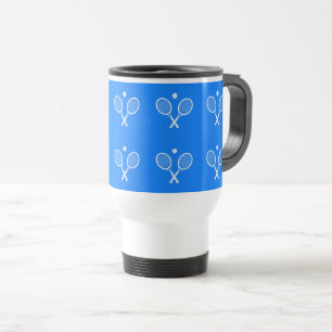 Tennis Rackets Blue Background Travel Mug