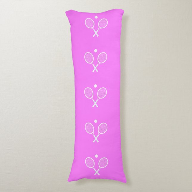Tennis Rackets Deep Pink Background  Body Cushion (Front Vertical)