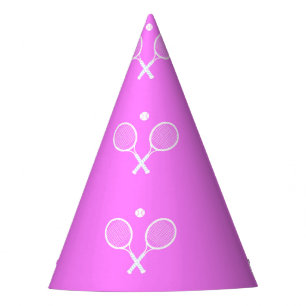 Tennis Rackets Deep Pink Background Party Hat