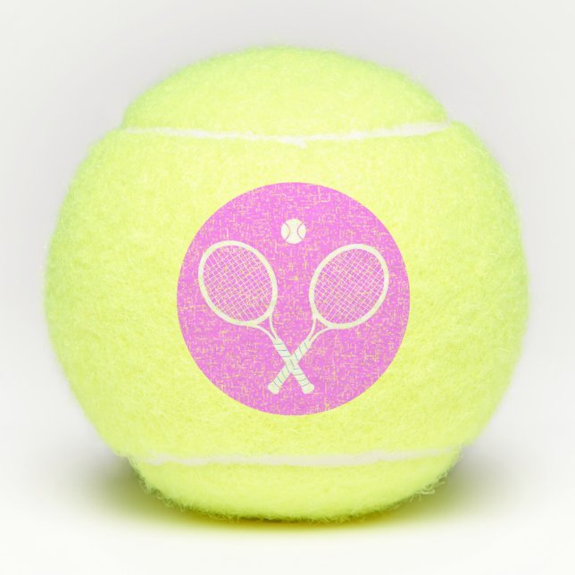 Tennis Rackets Deep Pink Background   Tennis Balls (Front)