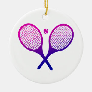 Tennis Rackets Magenta to Purple Ombre           Ceramic Tree Decoration