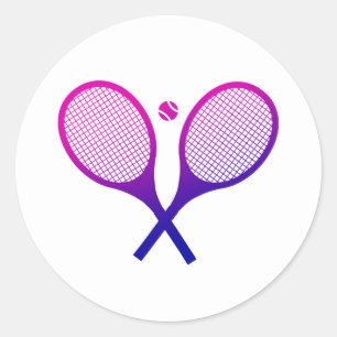 Tennis Rackets Magenta to Purple Ombre Classic Round Sticker