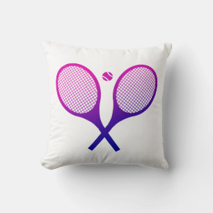 Tennis Rackets Magenta to Purple Ombre   Cushion