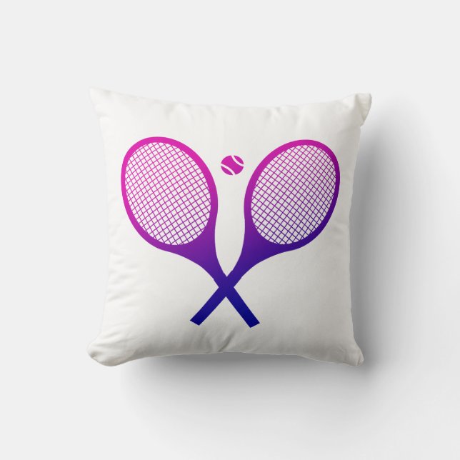 Tennis Rackets Magenta to Purple Ombre   Cushion (Front)