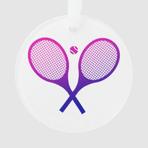 Tennis Rackets Magenta to Purple Ombre    Ornament