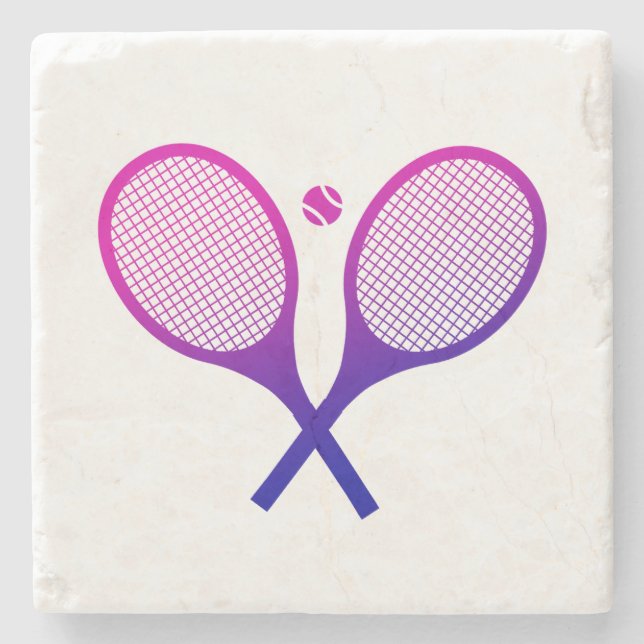 Tennis Rackets Magenta to Purple Ombre  Stone Coaster (Front)