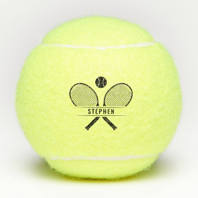 Tennis Rackets & Name Personalised Balls (Front)