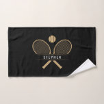 Tennis Rackets & Name Sports Hand Towel<br><div class="desc">Sports hand towel, designed for tennis players who demand both style and performance on the court. Immerse yourself in the timeless elegance of tennis with classic tennis rackets and a tennis ball motif. Personalise your towel with your custom name, ensuring that your gear stands out from the crowd while showcasing...</div>