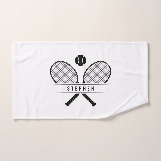 Tennis Rackets & Name Sports Hand Towel (Hand Towel)