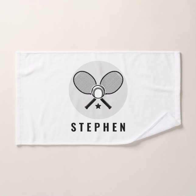 Tennis Rackets & Name Sports Hand Towel (Hand Towel)