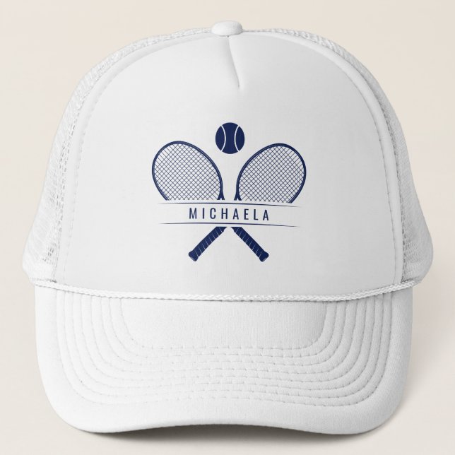 Tennis Rackets & Name Tennis Player Trucker Hat (Front)