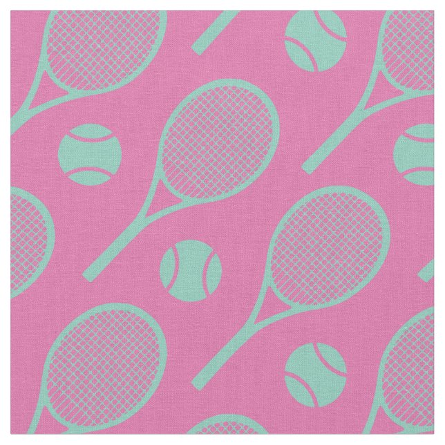💗🤩🎾Tennis rackets on pink background Fabric (Close Up)