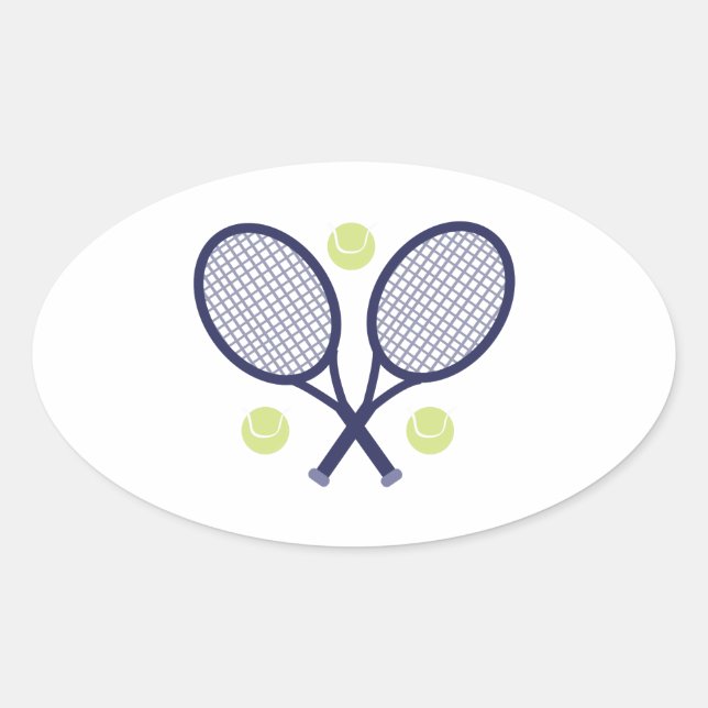 Tennis Rackets Oval Sticker (Front)