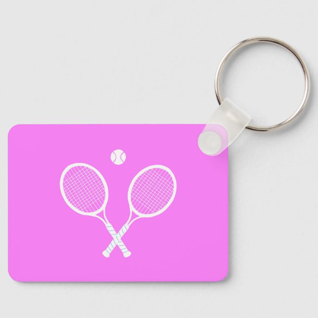 Tennis Rackets Party Deep Pink  Key Ring (Front)