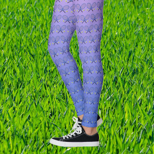Tennis rackets pattern blue pink sporty leggings