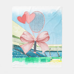 Tennis Rackets with love red heart watercolor Fleece Blanket
