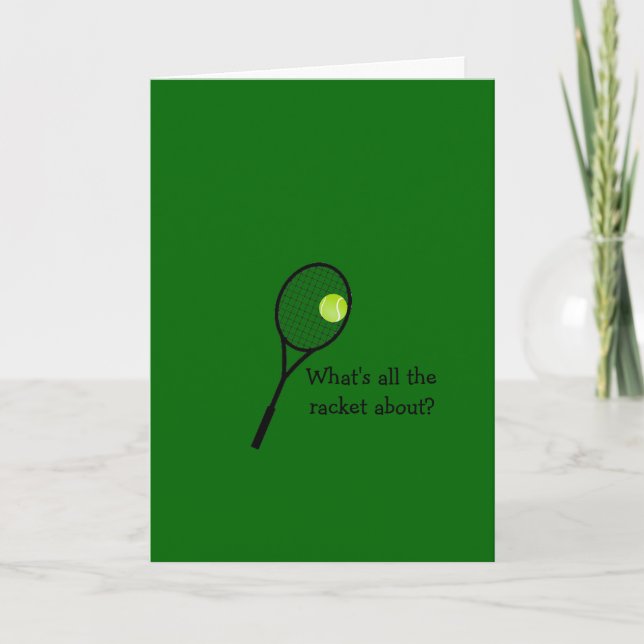 Tennis Racquet and Ball on green Birthday card (Front)