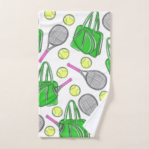 Tennis Racquet Bag Balls Preppy Green Hand Towel