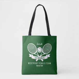 Tennis Racquet Ball Personalised Custom Green Logo Tote Bag