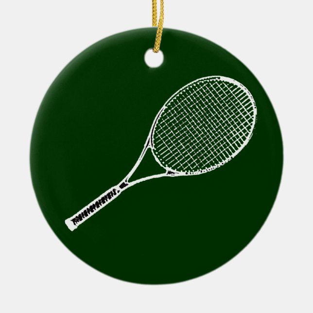 tennis racquet ceramic tree decoration (Front)