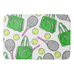 Tennis Racquet Green Bag Bath Mat