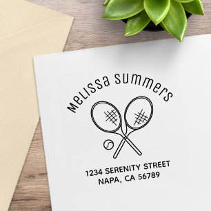 Tennis Racquet Rackets and Ball Arch Address Rubber Stamp
