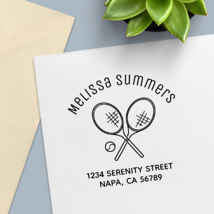 Tennis Racquet Rackets and Ball Arch Address Self-inking Stamp