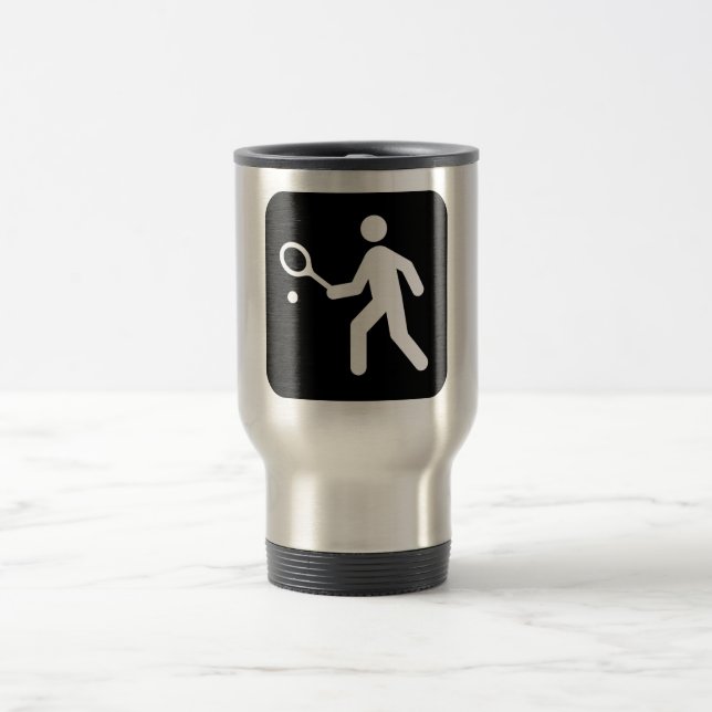 Tennis Racquetball Pictogram Travel Mug (Center)