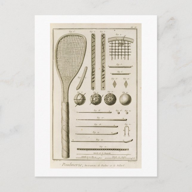 Tennis Racquets and Billiard Cues, from the 'Encyc Postcard (Front)