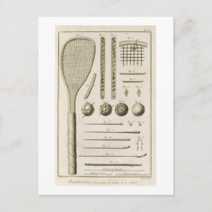Tennis Racquets and Billiard Cues, from the 'Encyc Postcard