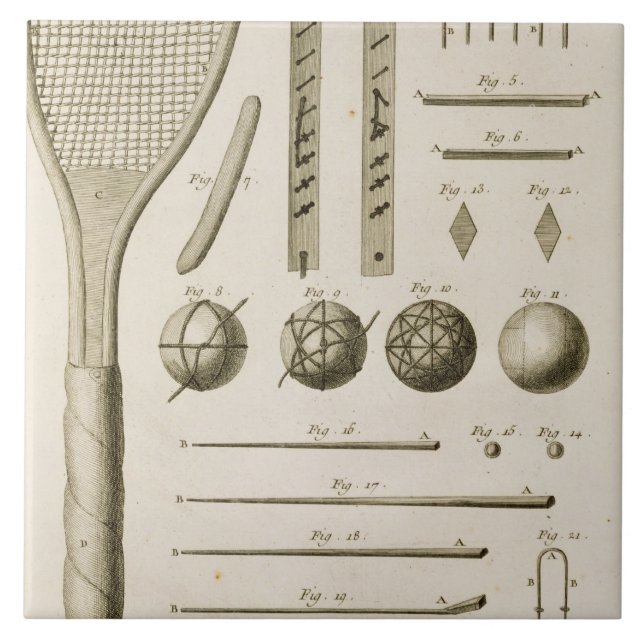 Tennis Racquets and Billiard Cues, from the 'Encyc Tile (Front)