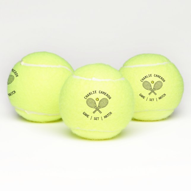 Tennis Racquets Custom Name Balls (Multi)