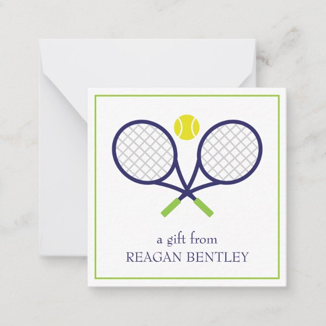Tennis Racquets Personalised Gift Enclosure Cards (Front)
