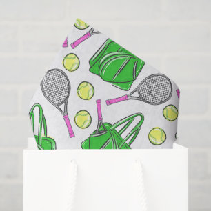 Tennis Racquets Pink Green Preppy Pattern Tissue Paper