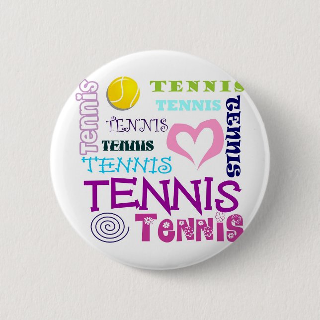 Tennis Repeating 6 Cm Round Badge (Front)