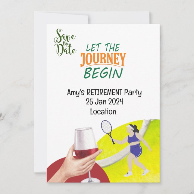Tennis Retirement Party for Woman Player Invitation (Front)