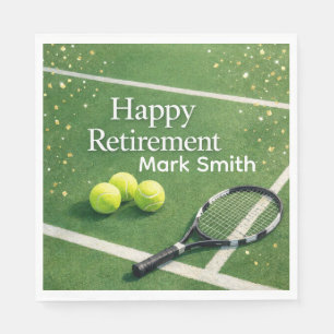Tennis Retirement with tennis racket and ball  Napkin