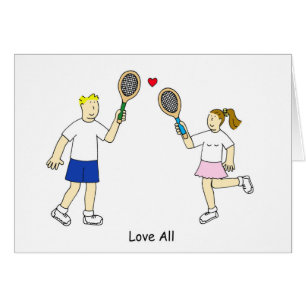 Tennis Romance Love All Cartoon Couple