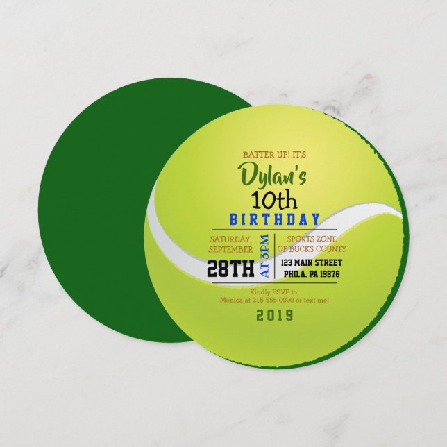 TENNIS ROUND Birthday Party Invitation (Front/Back)