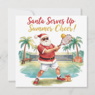 Tennis Santa Claus Christmas themed Holiday Card
