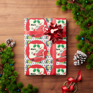 Tennis Santa Claus Christmas Themed Wrapping Paper