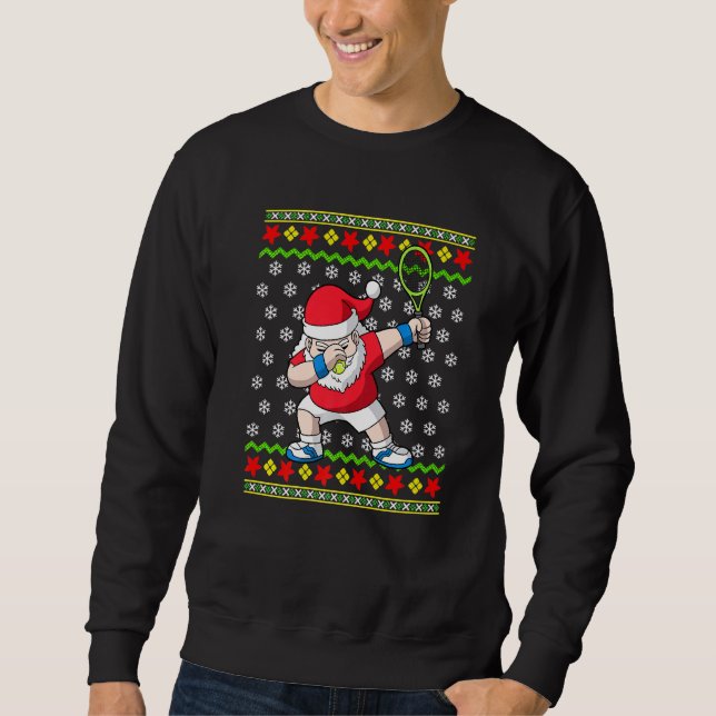 Tennis Santa Claus Ugly Christmas Sweater Pattern (Front)
