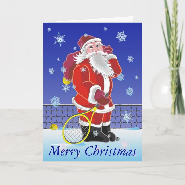 Tennis Santa Happy Holidays Holiday Card (Front)