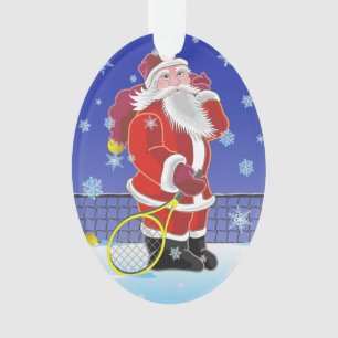Tennis Santa Happy Holidays Ornament
