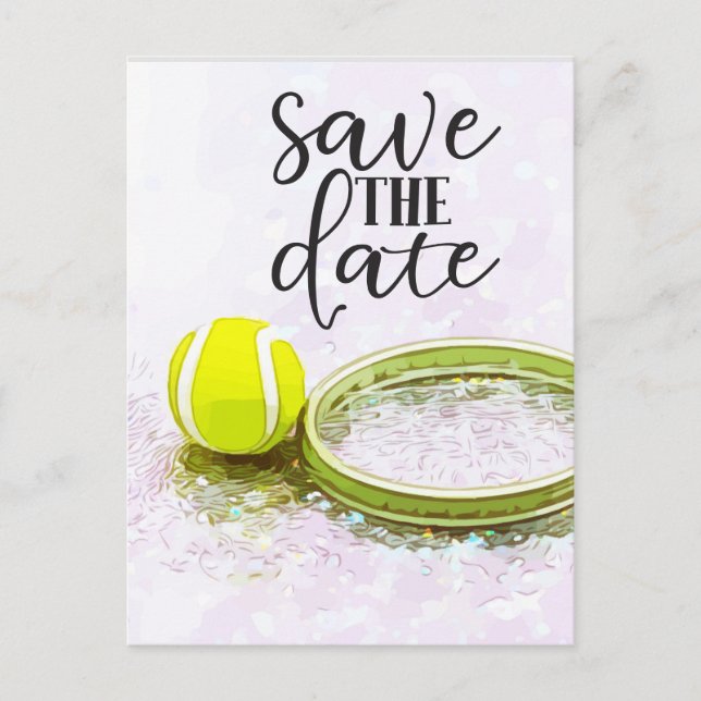 Tennis  Save the Date for Party Invitation  Postcard (Front)