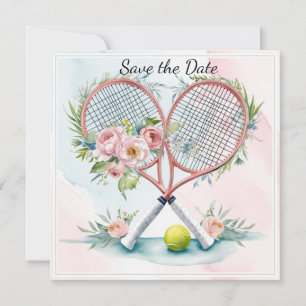 Tennis Save the date for Player wedding watercolor
