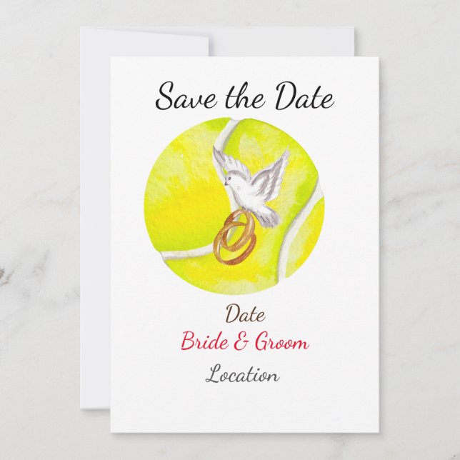 Tennis Save the date  Tennis Player wedding  Invitation (Front)