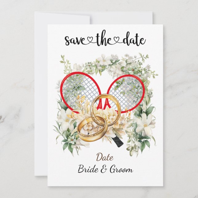 Tennis Save the date Wedding Party  Invitation (Front)