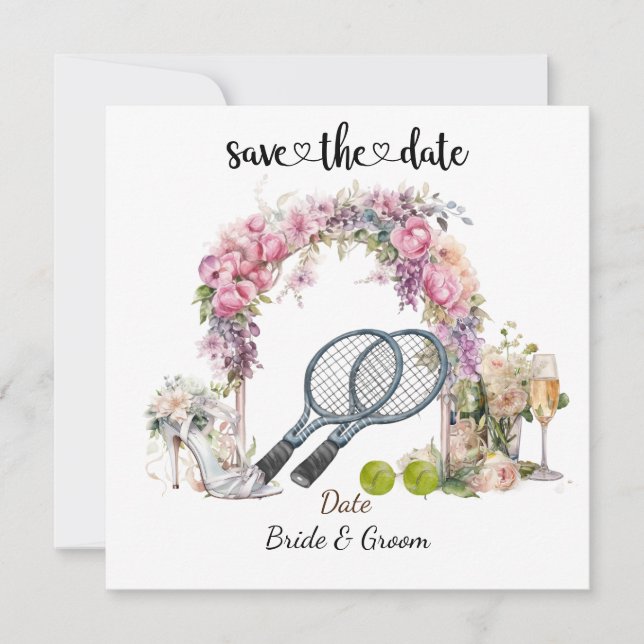 Tennis Save the date Wedding Party  Invitation (Front)